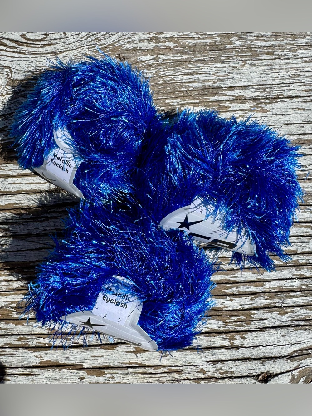 Metallic Royal Blue Eyelash Yarn for Knitting and Crochet
